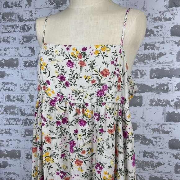 Chelsea & Violet Sz XL Halter Top Midi Dress Linen Blend Ruffle Hem Tropical NWT - Picture 4 of 14